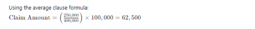 Claim amount formula for 62500